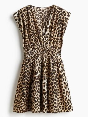 H&M Leopard Print Faux Wrap Dress - Tan Brown